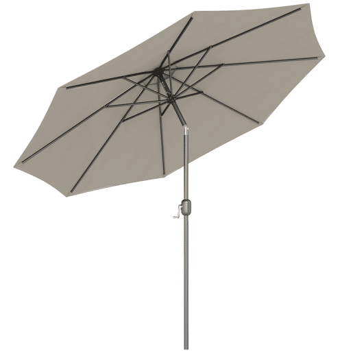 Guarda-sol de jardim Ø295x250 cm com manivela, guarda-sol externo com mecanismo de inclinação e mastro de metal removível para terraço, piscina e pátio, cinza claro. Guarda-sol de jardim Ø295x250 cm com manivela, guarda-sol externo com mecanismo de inclinação e mastro de metal removível para terraço, piscina e pátio, cinza claro.