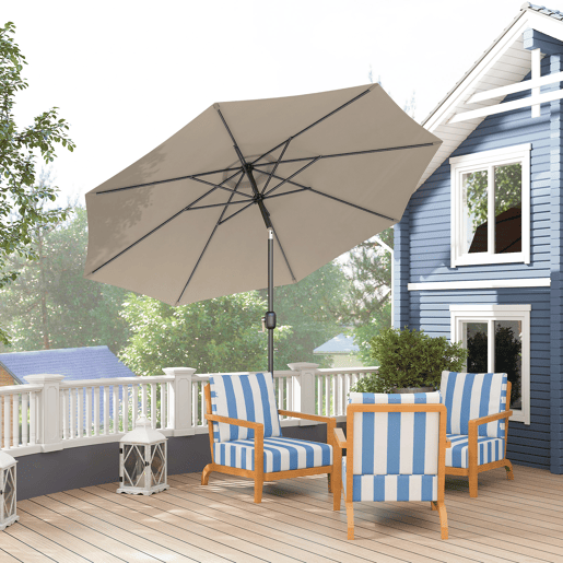 Guarda-sol de jardim Ø295x250 cm com manivela, guarda-sol externo com mecanismo de inclinação e mastro de metal removível para terraço, piscina e pátio, cinza claro. Guarda-sol de jardim Ø295x250 cm com manivela, guarda-sol externo com mecanismo de inclinação e mastro de metal removível para terraço, piscina e pátio, cinza claro.