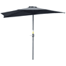 Guarda-sol de jardim 269x138x236 cm com manivela e formato semicircular, tecido de poliéster 180 gm² para terraço, pátio e piscina, cinza.