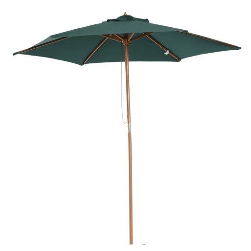 Guarda-sol de madeira Ø250x230cm para uso externo com 6 varetas e sistema de polia, verde Guarda-sol de madeira Ø250x230cm para uso externo com 6 varetas e sistema de polia, verde
