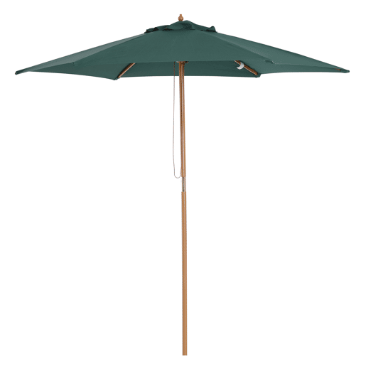 Guarda-sol de madeira Ø250x230cm para uso externo com 6 varetas e sistema de polia, verde Guarda-sol de madeira Ø250x230cm para uso externo com 6 varetas e sistema de polia, verde