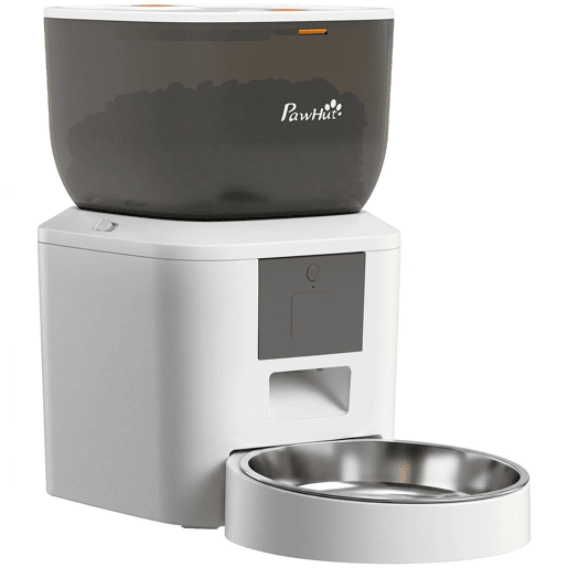 PawHut Alimentador Automático 4L WiFi 2.4G, Dispensador de Ração para Gato e Cão com App, 2 Tigelas, 1-10 Refeições por Dia, Gravação de Voz 10s, Anti-Entupimento, Dupla Fonte de Energia, Limpeza Fácil