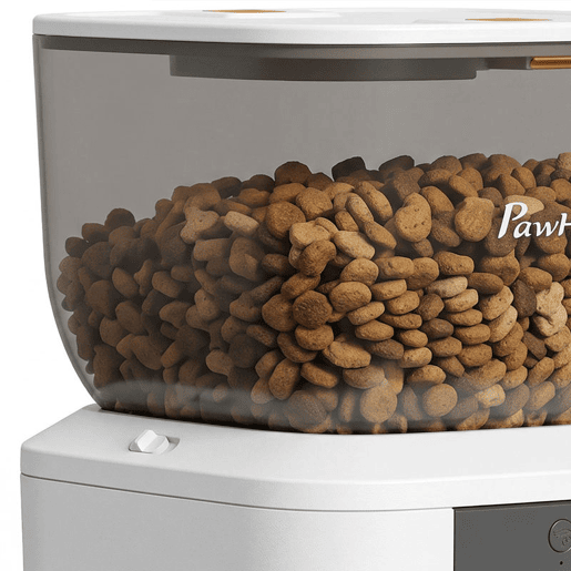 PawHut Alimentador Automático 4L WiFi 2.4G, Dispensador de Ração para Gato e Cão com App, 2 Tigelas, 1-10 Refeições por Dia, Gravação de Voz 10s, Anti-Entupimento, Dupla Fonte de Energia, Limpeza Fácil
