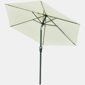 Guarda-sol de jardim Ø230x216 cm com abertura manual, ângulo ajustável e impermeável para terraço e piscina, cor creme.