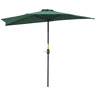 Guarda-sol de jardim 269x138x236 cm com manivela e formato semicircular, tecido de poliéster 180 gm² para terraço, pátio e piscina na cor verde.