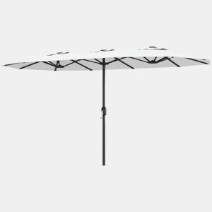 Guarda-sol duplo de jardim 4,6 x 2,6 m com manivela manual, proteção UV50+ e capa resistente à água, branco.