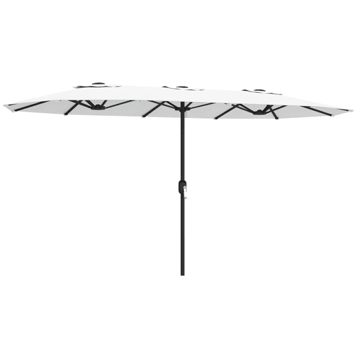 Guarda-sol duplo de jardim 4,6 x 2,6 m com manivela manual, proteção UV50+ e capa resistente à água, branco. Guarda-sol duplo de jardim 4,6 x 2,6 m com manivela manual, proteção UV50+ e capa resistente à água, branco.