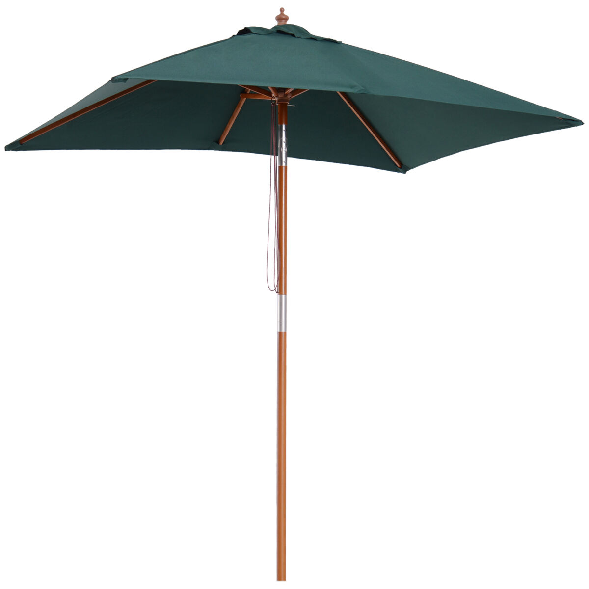 Sombrilla terraza exterior 200x150 cm sombrilla de jardín rectangular con ángulo ajustable mástil de madera y manivela parasol para patio terraza