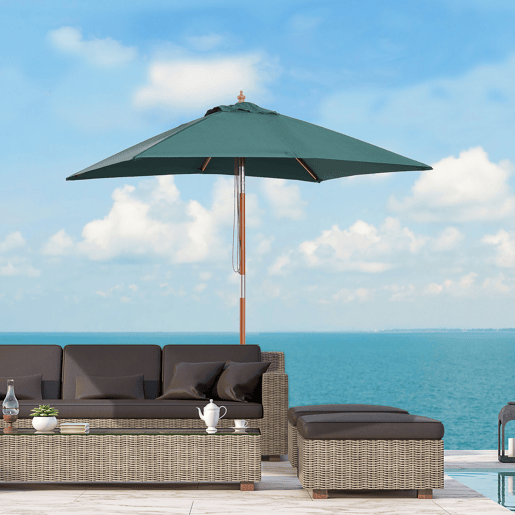 Guarda-sol retangular para jardim, 200x150 cm, com haste de madeira ajustável e manivela, ideal para terraços e varandas. Cor verde. Guarda-sol retangular para jardim, 200x150 cm, com haste de madeira ajustável e manivela, ideal para terraços e varandas. Cor verde.