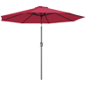 Guarda-sol de jardim Ø295x250 cm com manivela, guarda-sol externo com mecanismo de inclinação e mastro de metal removível para terraço, piscina, pátio, vermelho vinho