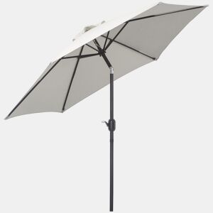 Guarda-sol de jardim em alumínio Ø260x235 cm, reclinável, com manivela e 6 varetas de metal, para uso externo em terraços e varandas, cor creme.