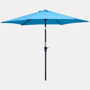 Guarda-sol de jardim reclinável Ø260x235 cm com manivela, haste de alumínio removível, 6 varetas, azul