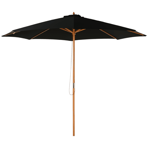 Guarda-sol de jardim para terraçoexterior Ø300 cm com sistema de polias, teto ventilado e mastro removível, preto.
