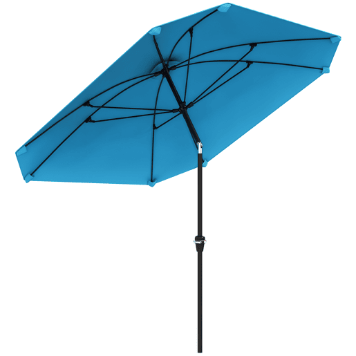 Guarda-sol de jardim 233x233 cm com ângulo ajustável, haste de alumínio impermeável, varetas de fibra de vidro e manivela, azul. Guarda-sol de jardim 233x233 cm com ângulo ajustável, haste de alumínio impermeável, varetas de fibra de vidro e manivela, azul.