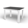 Mesa de jantar 80 × 120 cm, com painel para móveis com revestimento de PVC, acabamento pretobranco.