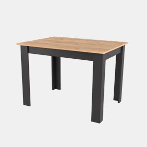 Mesa de jantar 80 × 120 cm, com painel para móveis com revestimento de PVC, acabamento Carvalhopreto.