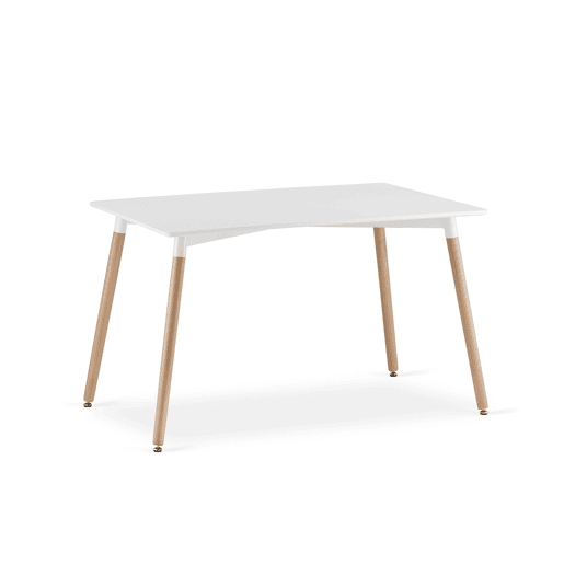 Mesa de jantar Adria 80 × 120 cm, com tampo em MDF, com pernas de madeira de faia, acabamento branco. Mesa de jantar Adria 80 × 120 cm, com tampo em MDF, com pernas de madeira de faia, acabamento branco.