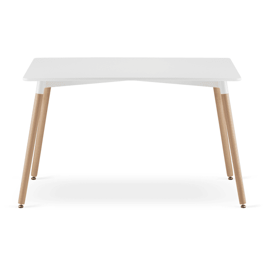 Mesa de jantar Adria 80 × 120 cm, com tampo em MDF, com pernas de madeira de faia, acabamento branco. Mesa de jantar Adria 80 × 120 cm, com tampo em MDF, com pernas de madeira de faia, acabamento branco.