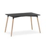 Mesa de jantar Adria 80 × 120 cm, com tampo em MDF, com pernas de madeira de faia, acabamento preto.