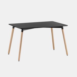 Mesa de jantar Adria 80 × 120 cm, com tampo em MDF, com pernas de madeira de faia, acabamento preto.
