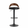 Conjunto de 2 bancos de bar giratórios a 360°, com altura ajustável u2014 com encosto, madeira de nogueira preta, assento almofadado em PU, design moderno para cozinha, restaurante e bar u2014 preto