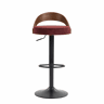 Bancos de bar (conjunto de 2 unidades) giratórios a 360° - encosto em madeira de nogueira preta, assento em PU, altura regulável, adequados para cozinha, restaurante e bar - vermelho vinho