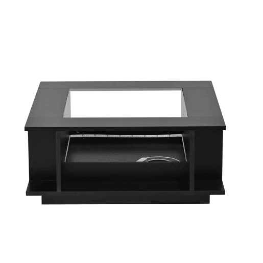 Mesa de centro 70x70x30 cm - quadrada com vidro, alto brilho, LED, tampo em aglomerado - preta Mesa de centro 70x70x30 cm - quadrada com vidro, alto brilho, LED, tampo em aglomerado - preta