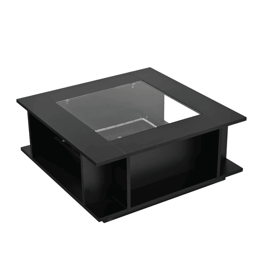 Mesa de centro 70x70x30 cm - quadrada com vidro, alto brilho, LED, tampo em aglomerado - preta Mesa de centro 70x70x30 cm - quadrada com vidro, alto brilho, LED, tampo em aglomerado - preta