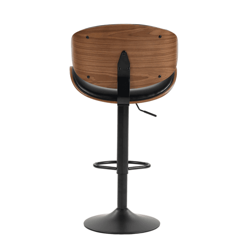 Bancos de bar giratórios, conjunto de 2 - reguláveis em altura, madeira curvada, assento em couro PU, encosto ergonómico e apoio para os pés, para bar e ilha de cozinha em casa - Preto Bancos de bar giratórios, conjunto de 2 - reguláveis em altura, madeira curvada, assento em couro PU, encosto ergonómico e apoio para os pés, para bar e ilha de cozinha em casa - Preto