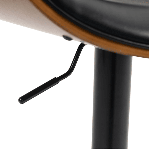 Bancos de bar giratórios, conjunto de 2 - reguláveis em altura, madeira curvada, assento em couro PU, encosto ergonómico e apoio para os pés, para bar e ilha de cozinha em casa - Preto Bancos de bar giratórios, conjunto de 2 - reguláveis em altura, madeira curvada, assento em couro PU, encosto ergonómico e apoio para os pés, para bar e ilha de cozinha em casa - Preto