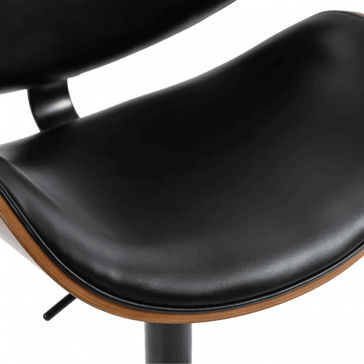 Bancos de bar giratórios, conjunto de 2 - reguláveis em altura, madeira curvada, assento em couro PU, encosto ergonómico e apoio para os pés, para bar e ilha de cozinha em casa - Preto Bancos de bar giratórios, conjunto de 2 - reguláveis em altura, madeira curvada, assento em couro PU, encosto ergonómico e apoio para os pés, para bar e ilha de cozinha em casa - Preto