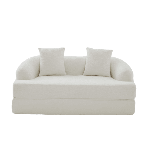 Sofá-cama rápido 2 em 1 de 2 lugares - convertível, com duas almofadas, dobrável, versátil para a sala de estar e o quarto de hóspedes - chenille bege