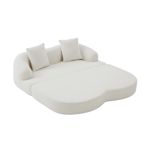 Sofá-cama rápido 2 em 1 de 2 lugares - convertível, com duas almofadas, dobrável, versátil para a sala de estar e o quarto de hóspedes - chenille bege