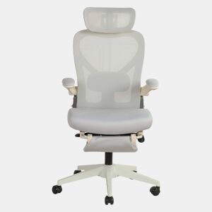 Cadeira de escritório ergonómica dobrável, de dimensões reduzidas, com apoio lombar u2014 braços dobráveis, almofada de assento em esponja, apoio para a cabeça 3D e pedais de trabalho u2014 cinzenta