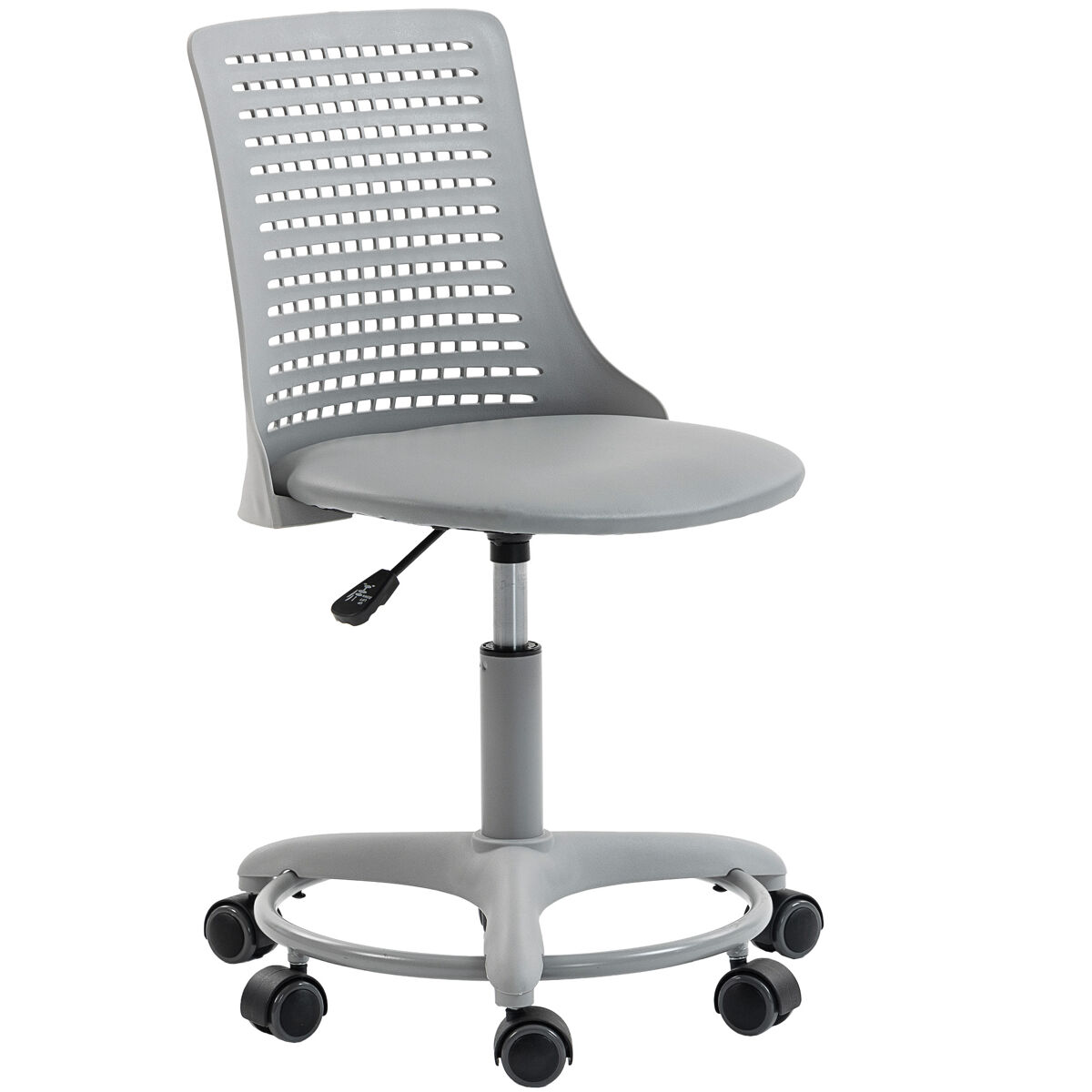 Silla de escritorio sin brazos silla de oficina giratoria con respaldo hueco altura ajustable gris