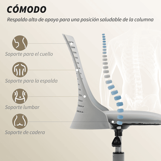 Cadeira de escritório giratória sem braços com encosto vazado, altura ajustável, cinza. Cadeira de escritório giratória sem braços com encosto vazado, altura ajustável, cinza.
