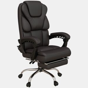 Cadeira de escritório com 6 pontos de massagem, reclinável, em couro PU, com controle remoto, 63x57x118-126 cm, marrom.
