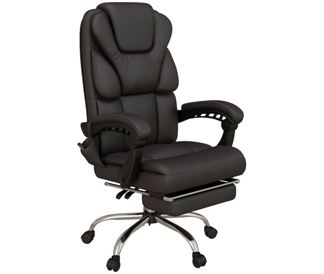 Silla de oficina con 6 puntos de masaje silla de escritorio reclinable de pu con control remoto 63x57x118-126 cm marrón