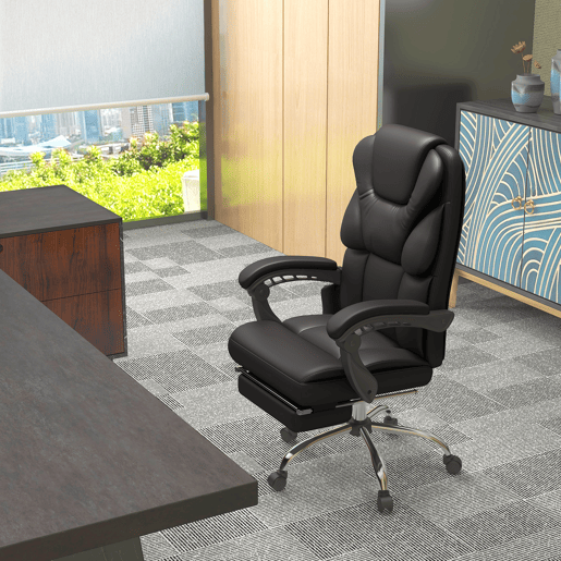 Cadeira de escritório com 6 pontos de massagem, reclinável, em couro PU, com controle remoto, 63x57x118-126 cm, marrom. Cadeira de escritório com 6 pontos de massagem, reclinável, em couro PU, com controle remoto, 63x57x118-126 cm, marrom.