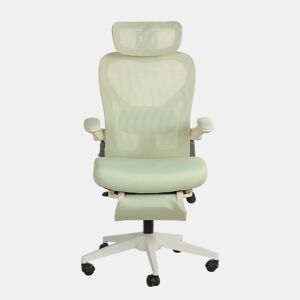 Cadeira de escritório ergonómica, pequena e dobrável - apoio lombar, almofada de assento em espuma, apoios de braços dobráveis, apoio para a cabeça 3D, pedais de trabalho - verde