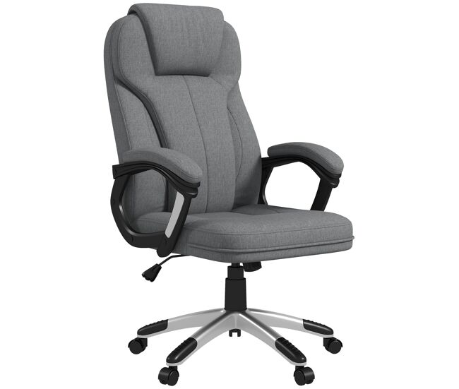 Silla de escritorio silla de estudio giratoria con función basculante altura ajustable reposabrazos 66x75x110-120cm gris