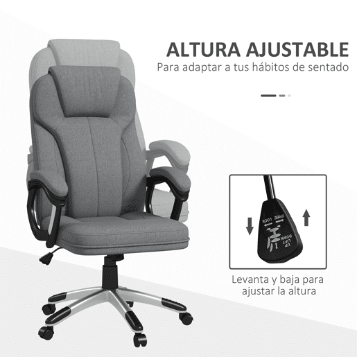 Cadeira de escritório giratória com função de inclinação, altura ajustável, apoios de braço, 66x75x110-120cm, cinza Cadeira de escritório giratória com função de inclinação, altura ajustável, apoios de braço, 66x75x110-120cm, cinza