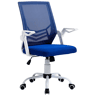 Cadeira de escritório ergonômica, giratória, com altura ajustável e apoios de braço dobráveis, 62,5 x 55 x 94-104 cm, azul