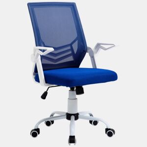 Cadeira de escritório ergonômica, giratória, com altura ajustável e apoios de braço dobráveis, 62,5 x 55 x 94-104 cm, azul