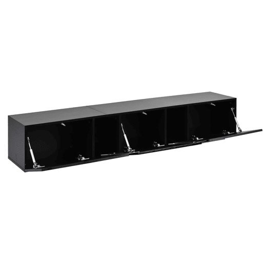 Móvel de TV de parede 180 x 35 x 30 cm - LED, 3 portas, adequado para 75 polegadas, alto brilho - Preto