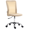 Cadeira de escritório giratória sem braços, cadeira de tela com altura ajustável, capacidade de carga de 100 kg, 43x58x90-100 cm, bege