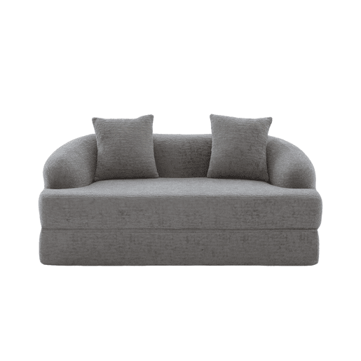 Sofá-cama rápido de 2 lugares - sofá-cama dobrável duplo com 2 almofadas de chenille multifuncional para a sala de estar e o quarto de hóspedes - cinzento claro Sofá-cama rápido de 2 lugares - sofá-cama dobrável duplo com 2 almofadas de chenille multifuncional para a sala de estar e o quarto de hóspedes - cinzento claro