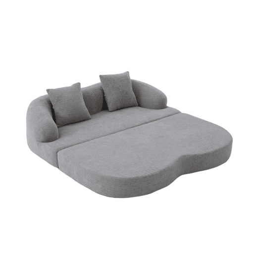 Sofá-cama rápido de 2 lugares - sofá-cama dobrável duplo com 2 almofadas de chenille multifuncional para a sala de estar e o quarto de hóspedes - cinzento claro Sofá-cama rápido de 2 lugares - sofá-cama dobrável duplo com 2 almofadas de chenille multifuncional para a sala de estar e o quarto de hóspedes - cinzento claro