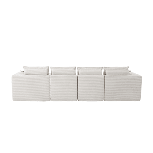 Sofá modular de 4 lugares - 2 pufes, porta-copos, bolsos, espumamolas, recuperação rápida - bege