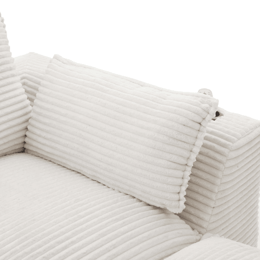 Sofá modular de 4 lugares - 2 pufes, porta-copos, bolsos, espumamolas, recuperação rápida - bege